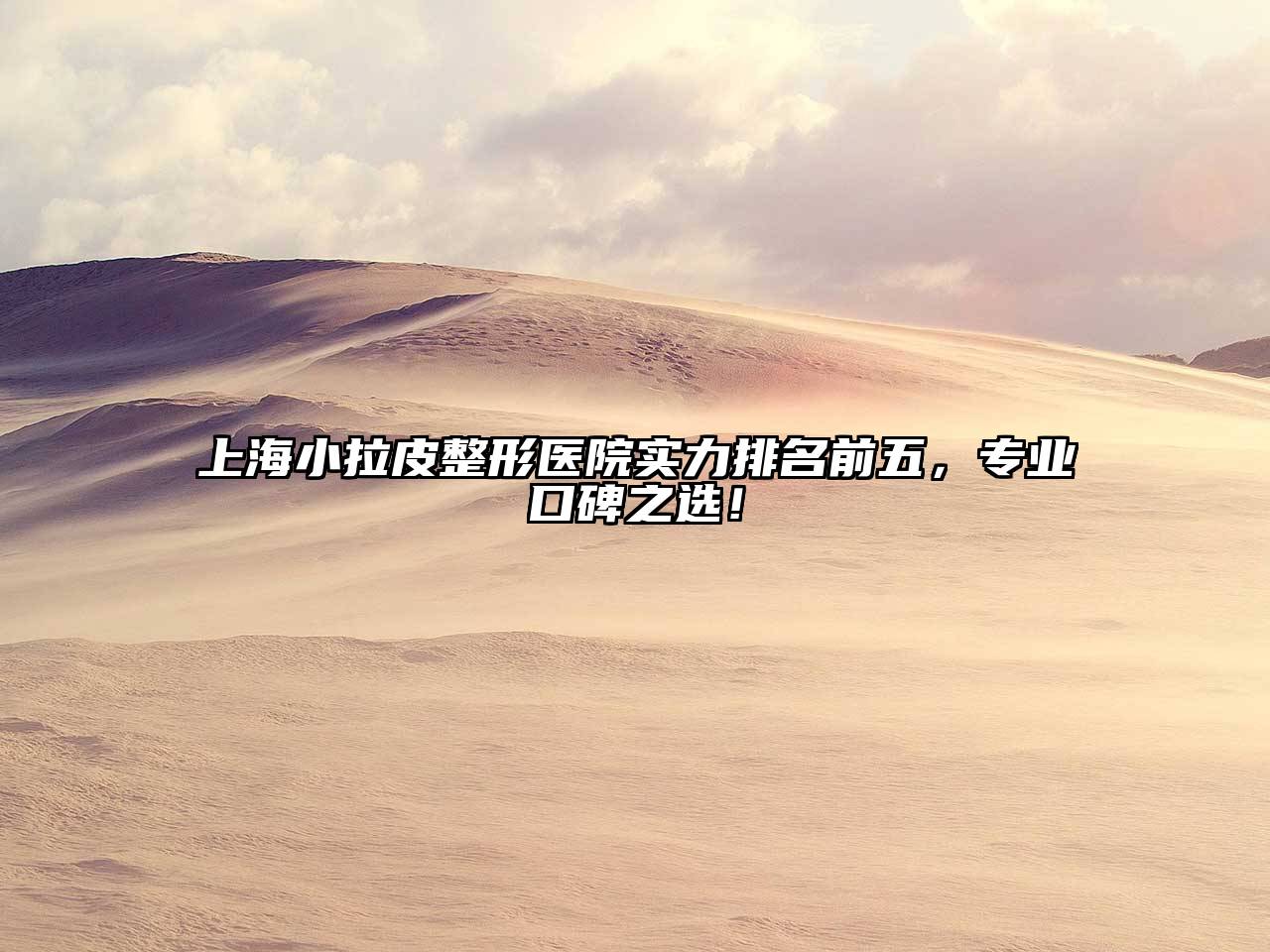 上海小拉皮整形医院实力排名前五，专业口碑之选！