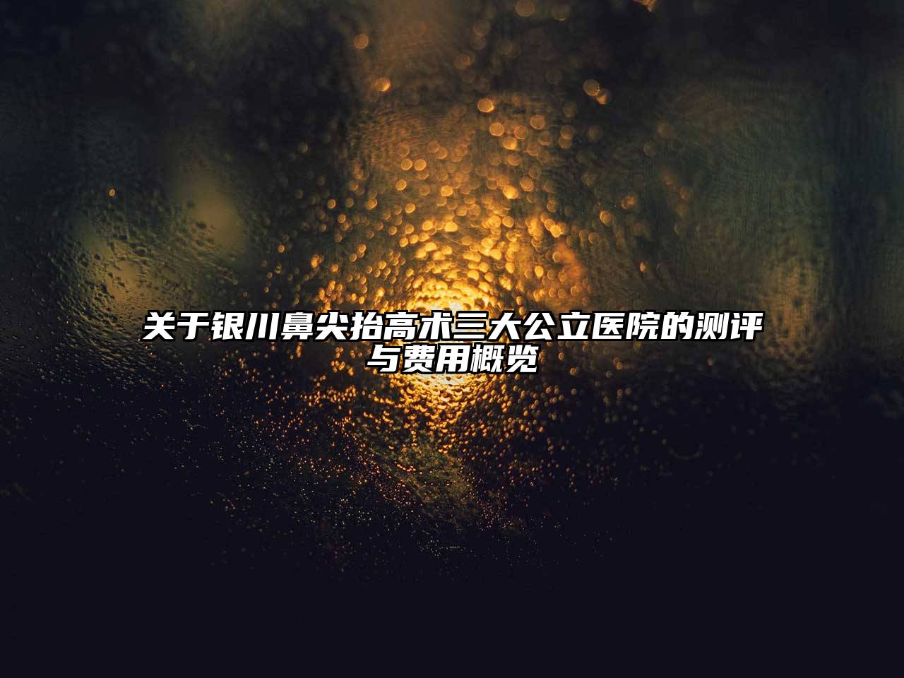关于银川鼻尖抬高术三大公立医院的测评与费用概览