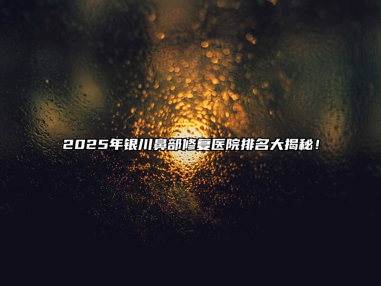 2025年银川鼻部修复医院排名大揭秘！