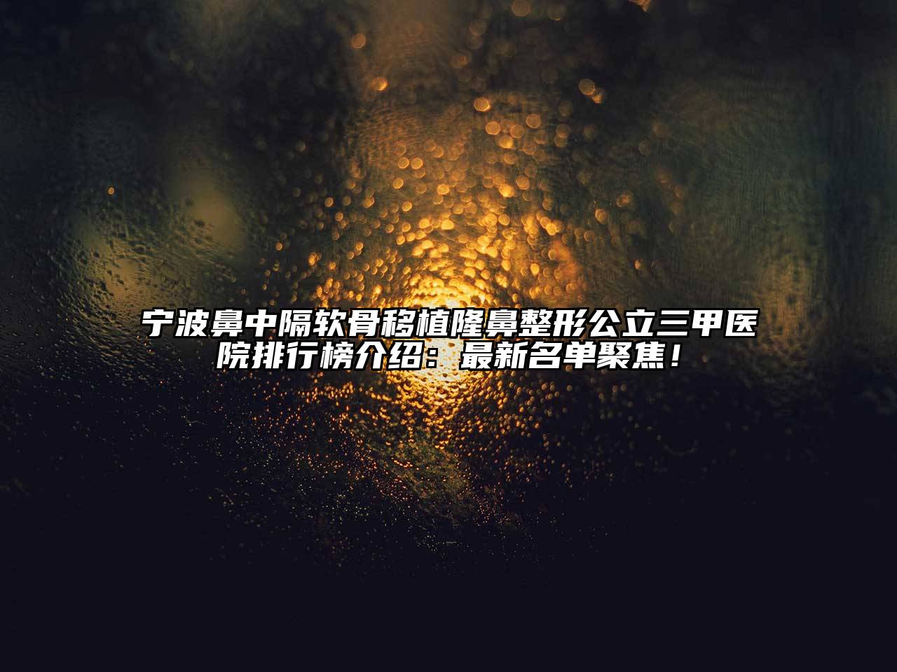宁波鼻中隔软骨移植隆鼻整形公立三甲医院排行榜介绍：最新名单聚焦！