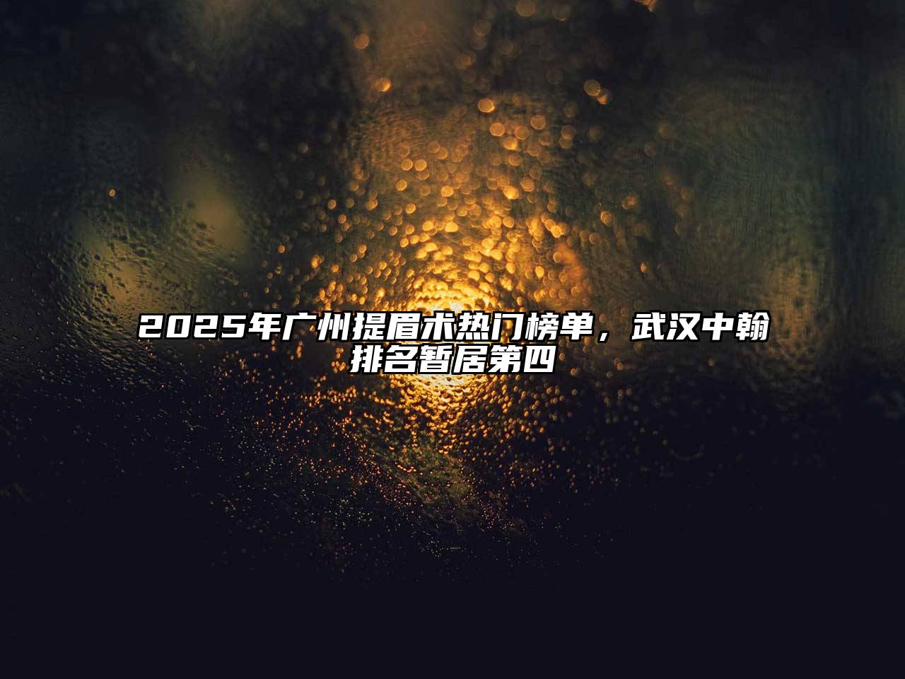 2025年广州提眉术热门榜单，武汉中翰排名暂居第四