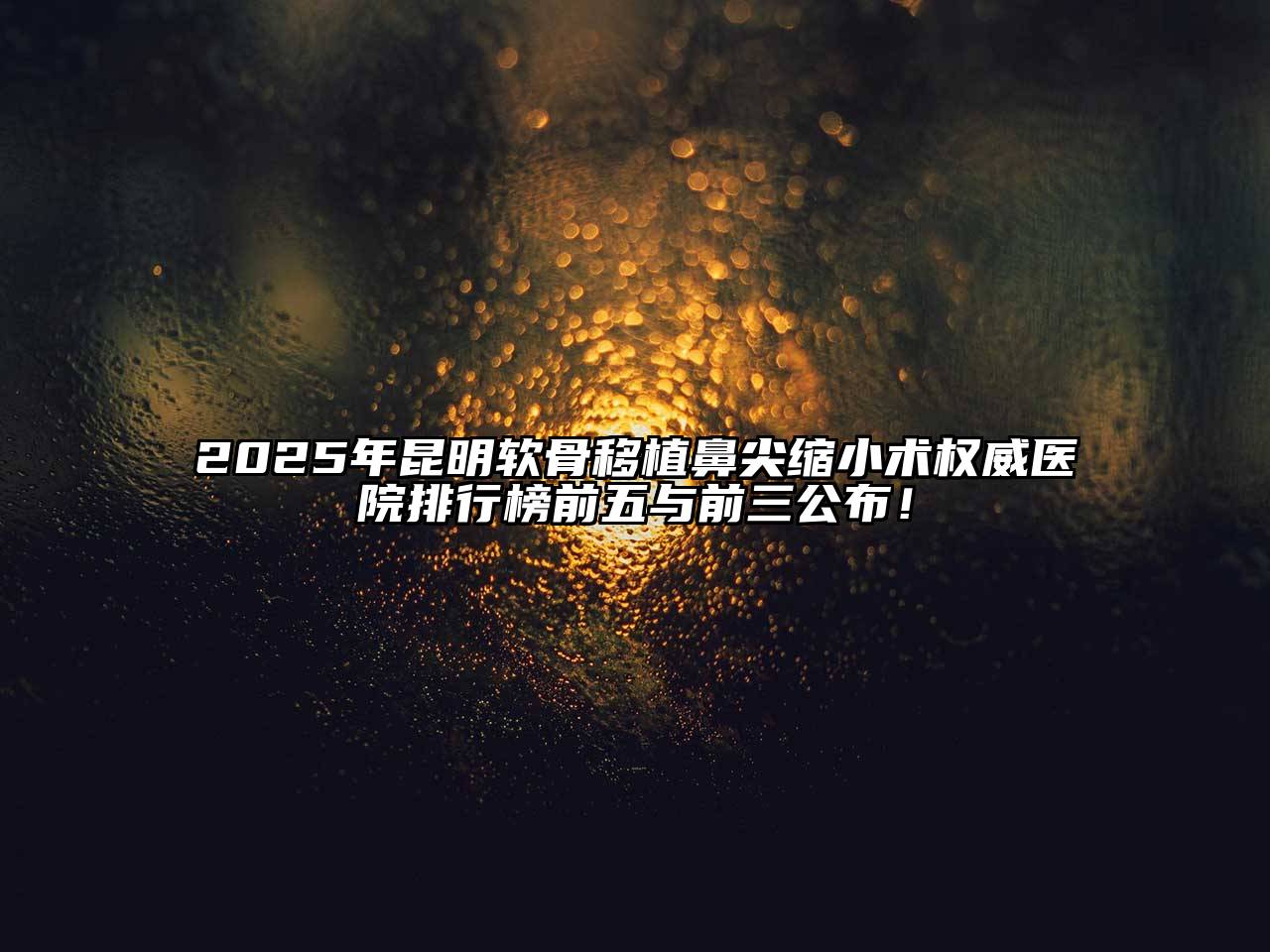 2025年昆明软骨移植鼻尖缩小术权威医院排行榜前五与前三公布！