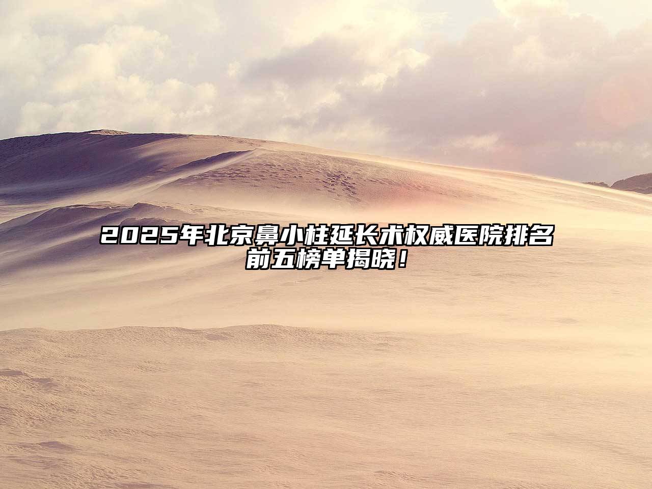 2025年北京鼻小柱延长术权威医院排名前五榜单揭晓！